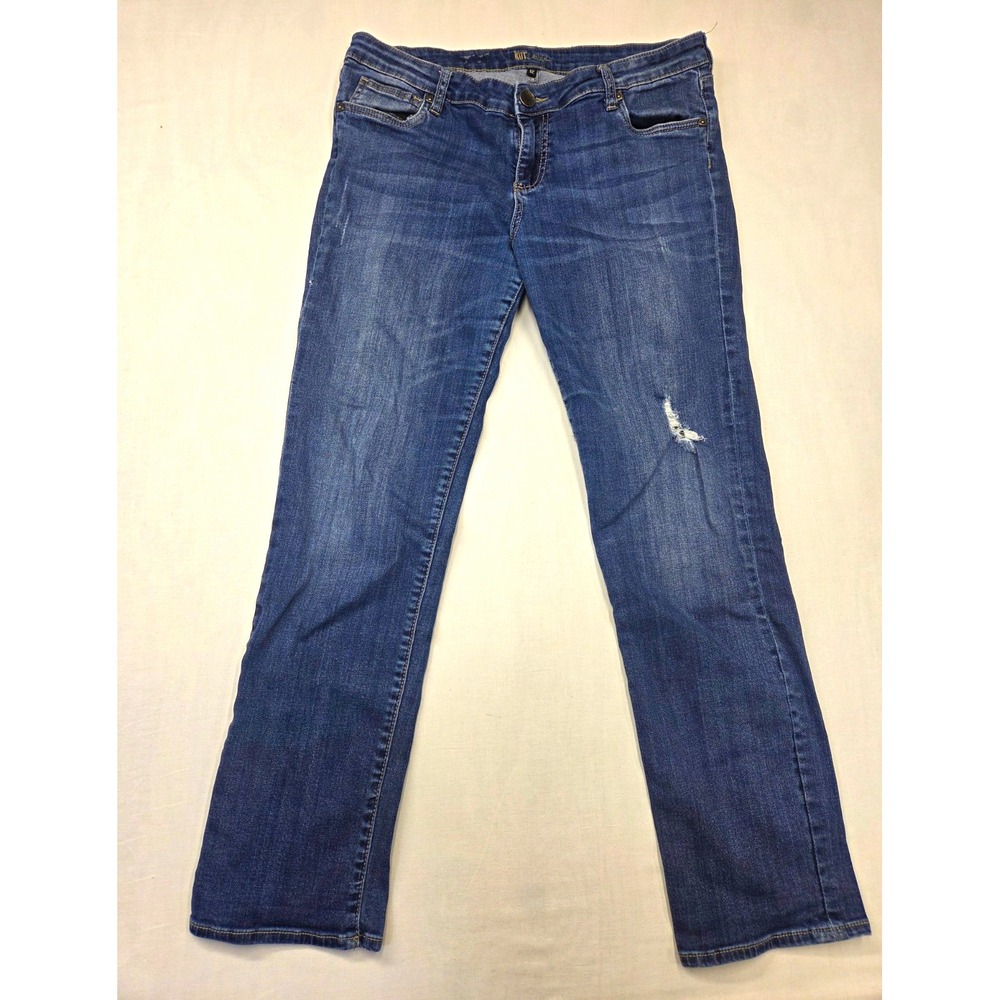 KUT from the Kloth Women's Slim Straight Jeans Blue Medium Wash Mid Rise 12